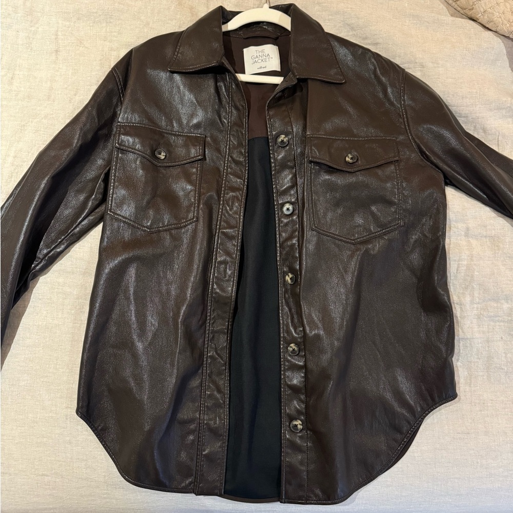 Wilfred chocolate brown faux leather Jacket